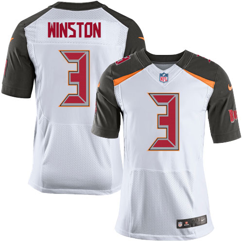 Men's Elite Jameis Winston Nike Jersey White Road - #3 NFL Tampa Bay Buccaneers